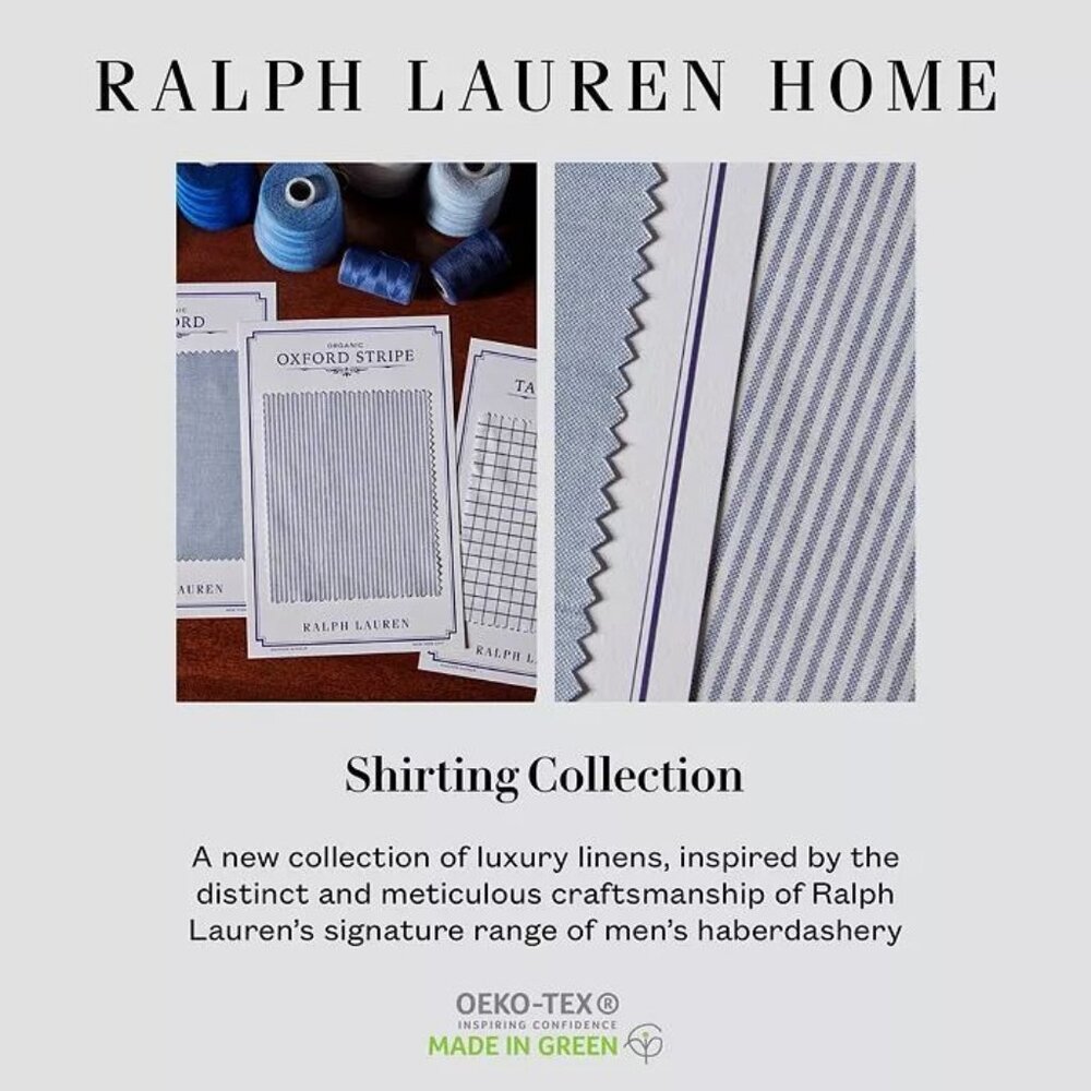 Ralph Lauren Home Workshirt Chambray Queen Flat Sheet Blue 100% Cotton 108 x 96 - Picture 8 of 16